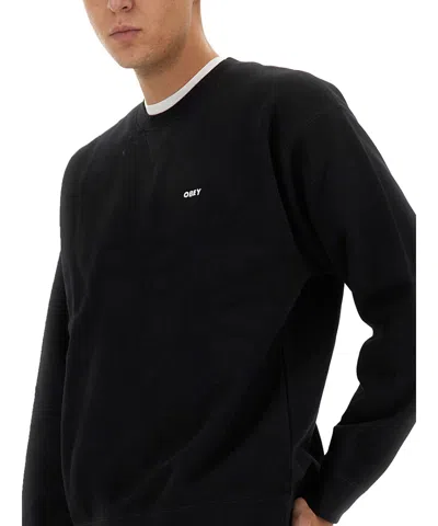 Obey Men's Lightweight Crewneck Sweatshirt Bold Box Fit Premium Crew Fleece Black