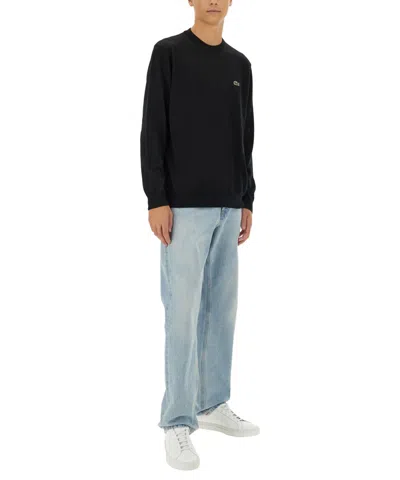Lacoste Mens Crew Neck Fleece Sweatshirt In Black