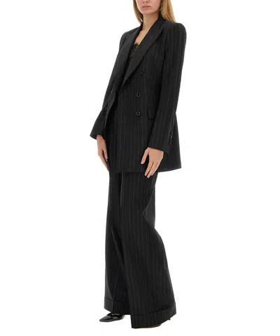 Dolce & Gabbana Flared Wool Pants In Black