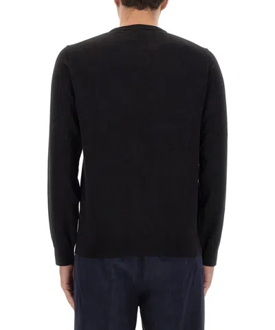Ps By Paul Smith Black Zebra Logo Knitted Cotton Sweater In Black