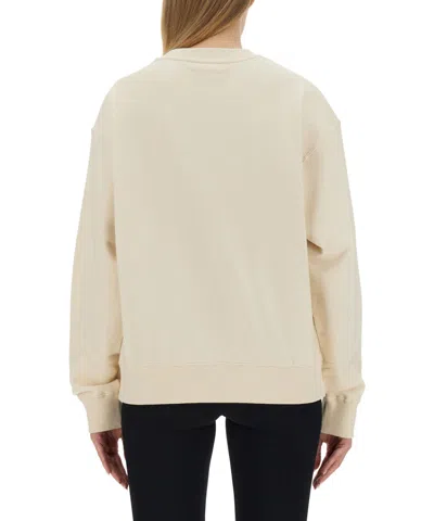 Jil Sander Oversized Cotton Sweatshirt With Subtle Logo Patch In Neutral