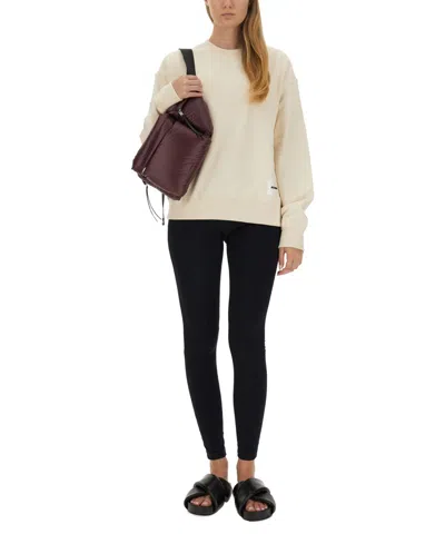 Jil Sander Oversized Cotton Sweatshirt With Subtle Logo Patch In Neutral