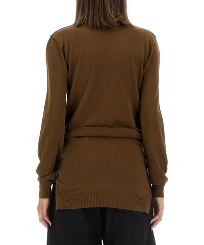 Lemaire Knit Sweater With Tieable In Brown