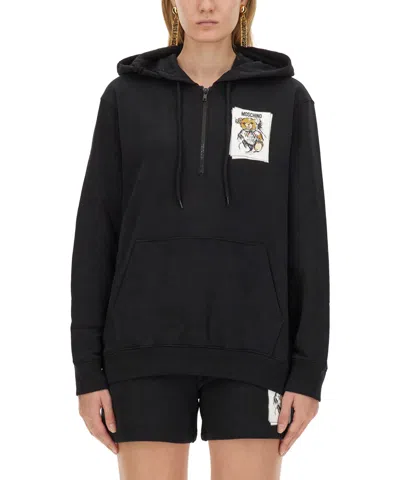 Moschino Felpa Con Cappuccio Teddy Bear In Black