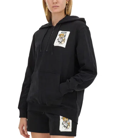 Moschino Felpa Con Cappuccio Teddy Bear In Black