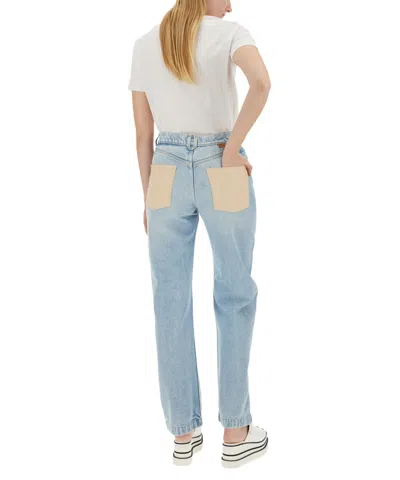 Stella Mccartney Distressed Mid-rise Straight-leg Jeans In Blue