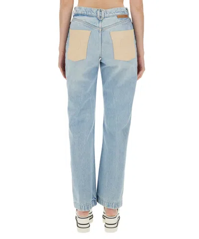 Stella Mccartney Distressed Mid-rise Straight-leg Jeans In Blue