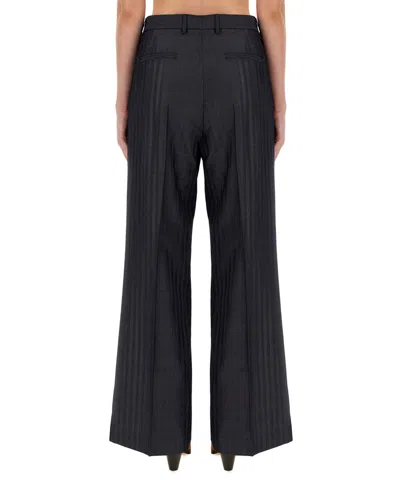 Etro Grey Wide Pants With Concealed Closure In Wool Blend Woman