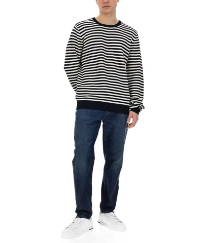 Dolce & Gabbana Jersey With Stripe Pattern In Black