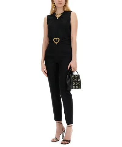 Moschino Couture Pants With Heart Application In Black