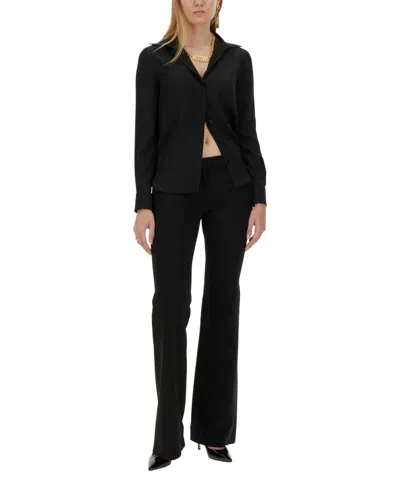 Moschino Silk Blend Shirt With Tailored Silhouette In Black