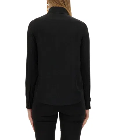 Moschino Silk Blend Shirt With Tailored Silhouette In Black