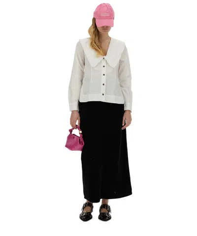 Ganni Shirt With Peter Pan Collar In White