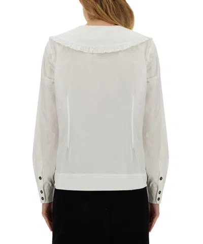 Ganni Shirt With Peter Pan Collar In White