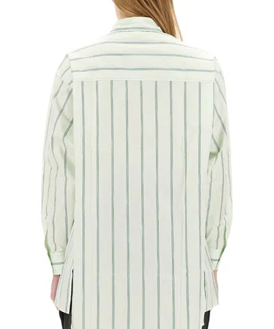 Aspesi Collared Striped Shirt Cuffed Sleeves In Green