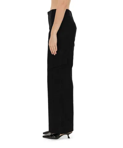 Ganni Checked Canvas Trousers For Men In Black