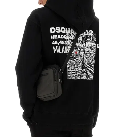 Dsquared2 Black Sweatshirt With Classic Hood And Bold Graphic Print