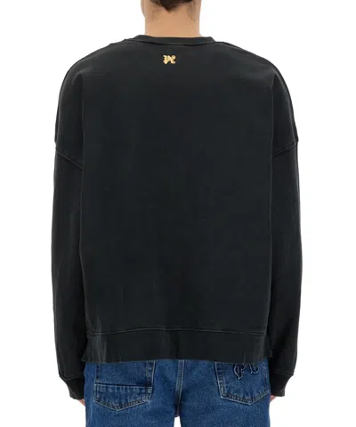 Palm Angels Sweatshirt With Front Monogram Burining In Black