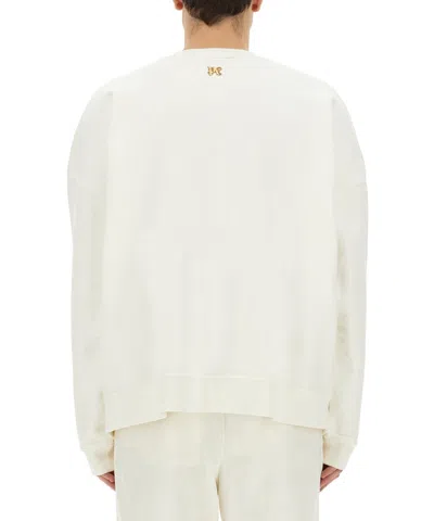 Palm Angels Burning Sweatshirt In White