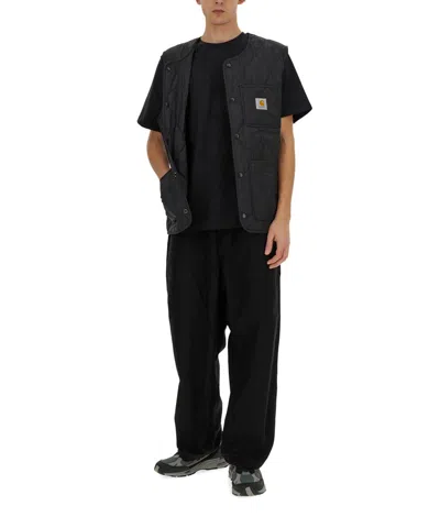 Carhartt Elastic Waistband Trousers With Pockets And Loops In Black