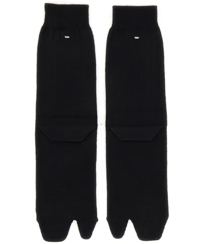Maison Margiela Bootleg Tabi Wool Socks In Black