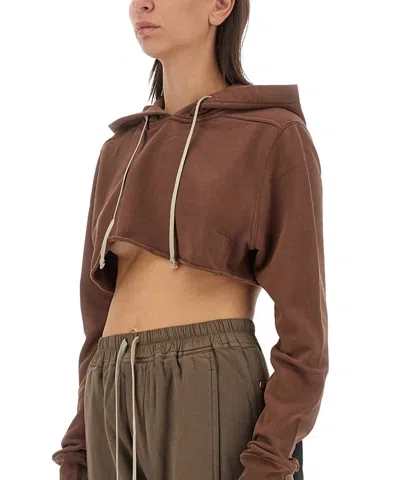 Drkshdw Cropped Sweatshirt In Brown
