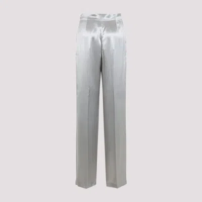 Alberta Ferretti High-waisted Silver Trousers With Tailored Fit In Gray