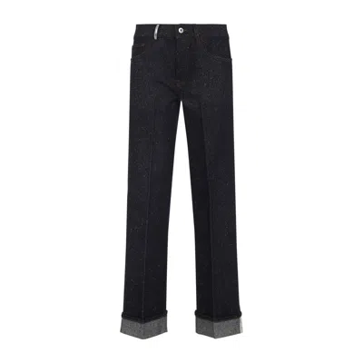 Burberry Cotton Blend Trouser With Metal Belt Loop In Blue