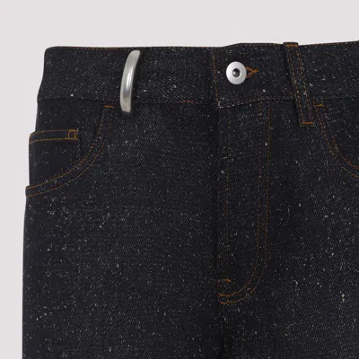 Burberry Cotton Blend Trouser With Metal Belt Loop In Blue