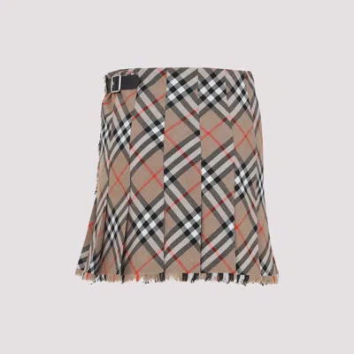 Burberry Women Embroidered Twill Mini Skirt In Neutral