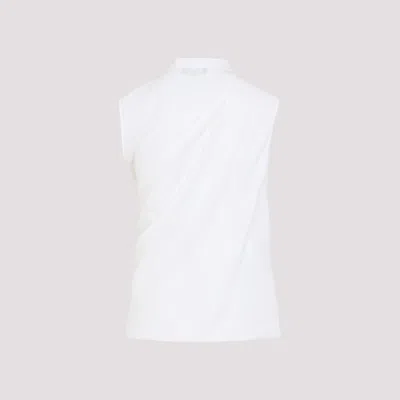 Giorgio Armani Draped Silk Shirt With High Collar In White