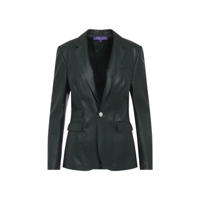 Ralph Lauren Parker Blazer Lamb Leather Jacket In Green