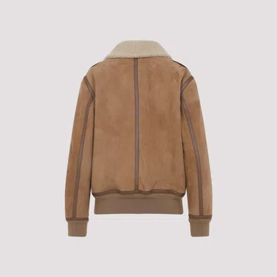 Ralph Lauren Shearling-collared Bomber Jacket In Brown