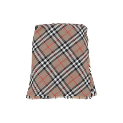 Burberry Women Embroidered Twill Mini Skirt In Neutral