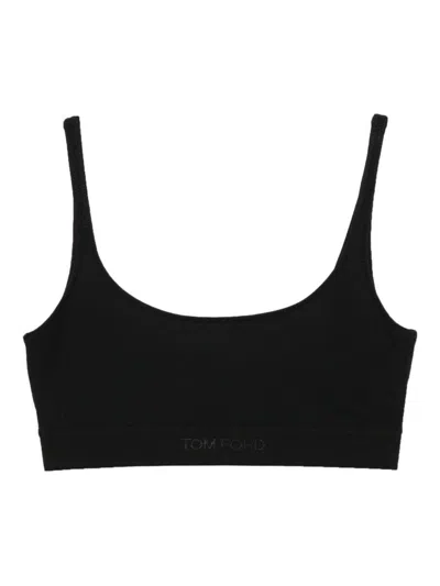 Tom Ford Logo Underband Bralette Bra In Blue