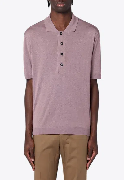 Tagliatore Lilac Silk-blend Polo Shirt Men