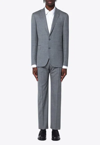 Tagliatore Tailored Single-breasted Wool Suit With Notch Lapel In Gray