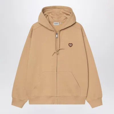 Carhartt Wip Hooded Heart Ii Hartt Sweat Jacket Dusty Brown In Brown