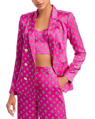 L Agence Southwestern Geometric Colin Double-breasted Blazer In Pink