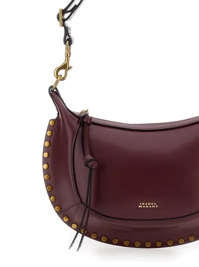 Isabel Marant 'oskan Moon' Bordeaux Shoulder Bag With Studs Detailing In Leather Woman