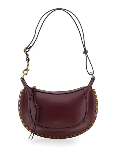Isabel Marant 'oskan Moon' Bordeaux Shoulder Bag With Studs Detailing In Leather Woman