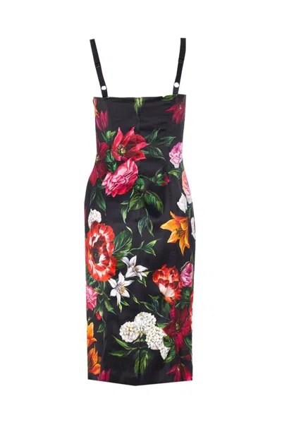 Dolce & Gabbana Anemone Floral Satin Bustier Dress In Multi