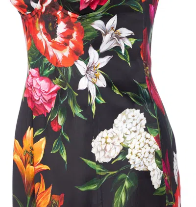 Dolce & Gabbana Anemone Floral Satin Bustier Dress In Multi