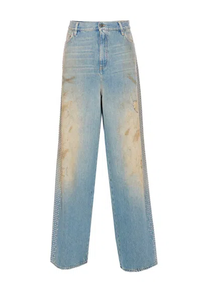Golden Goose Embellished Wide-leg Jeans In Blue