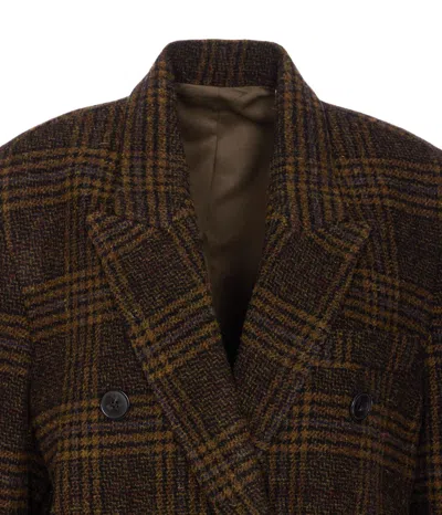 Isabel Marant Étoile Checked Double-breasted Lapel Coat In Black