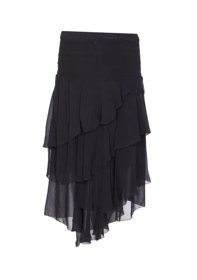 Isabel Marant Étoile Layered Sheer Skirt With Ruffled Flounces In Black