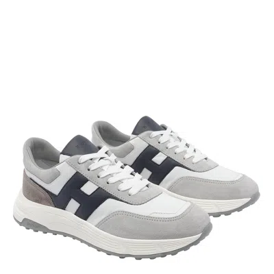 Hogan Round Toe Rubber Sole Panelled Design Sneakers In Gray