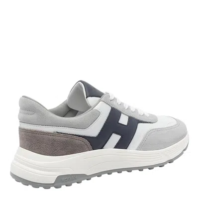 Hogan Round Toe Rubber Sole Panelled Design Sneakers In Gray