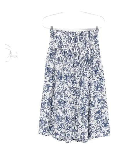 Maje Womens Blue Fruits Print Fruit-print Smocked-waist Cotton Maxi Skirt In White