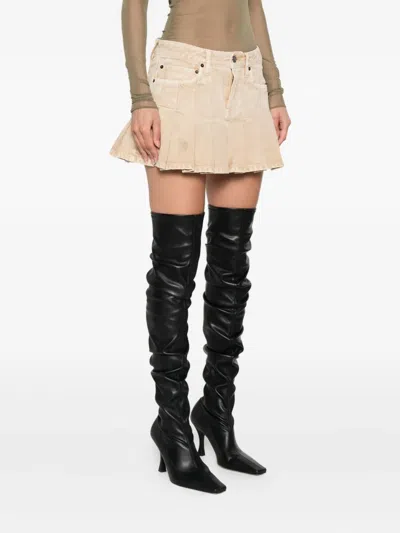 Balenciaga Pleated Denim Mini Skirt
